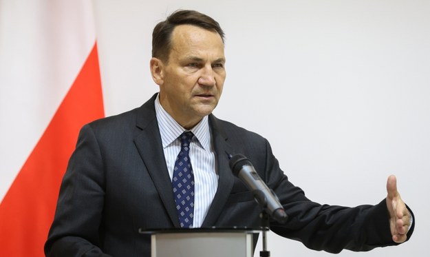 Radosław Sikorski podczas konferencji prasowej po spotkaniu z ministrem spraw zagranicznych Ukrainy Andrijem Sybihą w Kijowie /Viktor Kovalchuk /PAP