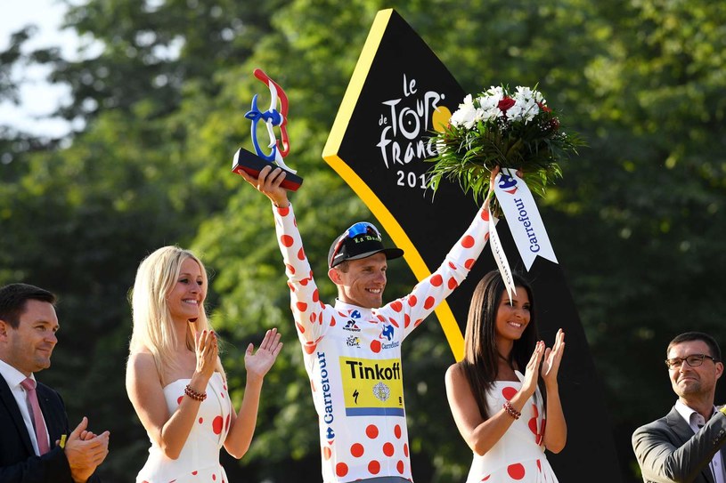 Rafał Majka w koszulce najlepszego "górala" Tour de France /AFP