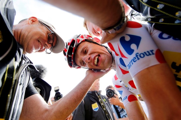 Rafał Majka za metą 17. etapu Tour de France /YOAN VALAT  /PAP/EPA