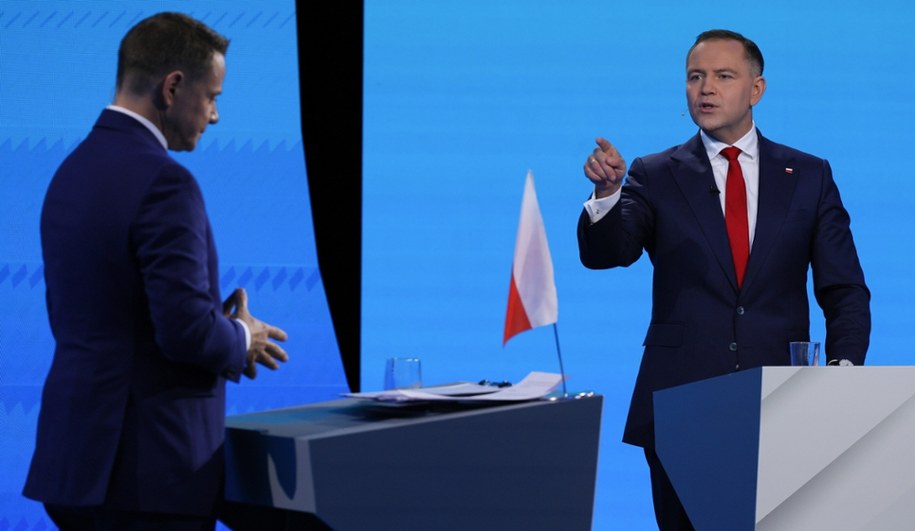 Rafał Trzaskowski i Karol Nawrocki podczas debaty prezydenckiej /Paweł Supernak /PAP