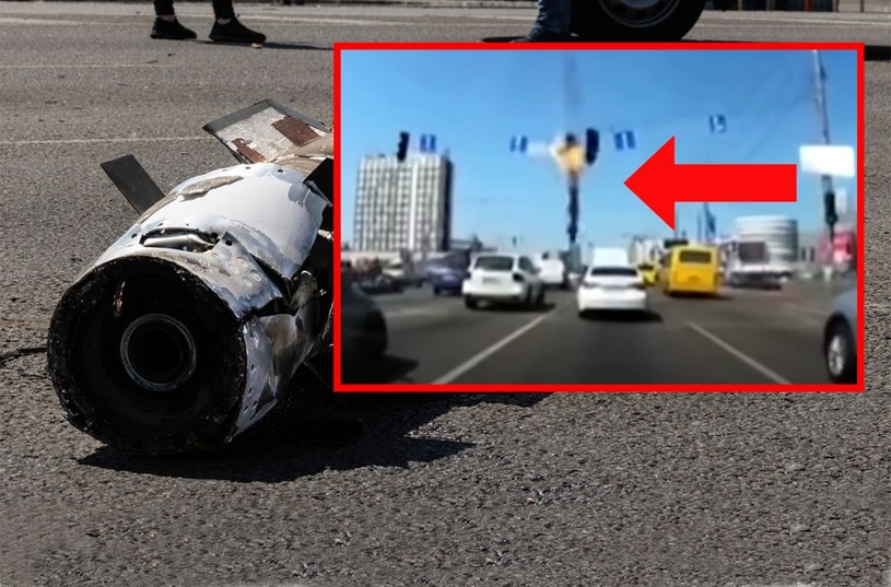 Rakieta spadła tuż pomiędzy autami. Wszystko nagrała kamera /Getty Images