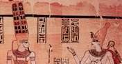 Ramzes III (z prawej) stojący przed Amonem, fragment papirusu z okresu XX dynastii /Encyklopedia Internautica