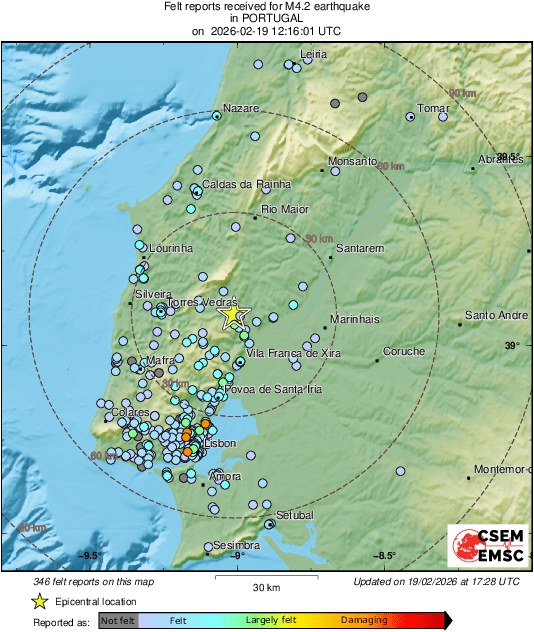 Raporty dot. intensywności wstrząsów po drugim trzęsieniu ziemi /EMSC /