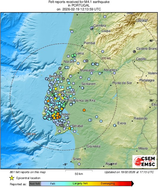 Raporty dot. intensywności wstrząsów po pierwszym trzęsieniu ziemi /EMSC /