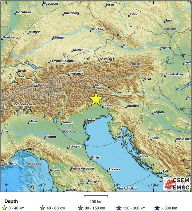 Raporty dot. intensywności wstrząsów po wczorajszym trzęsieniu ziemi w północnych Włoszech /EMSC /