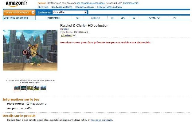 Ratchet & Clank HD Collection w internetowym sklepie Amazon /CDA