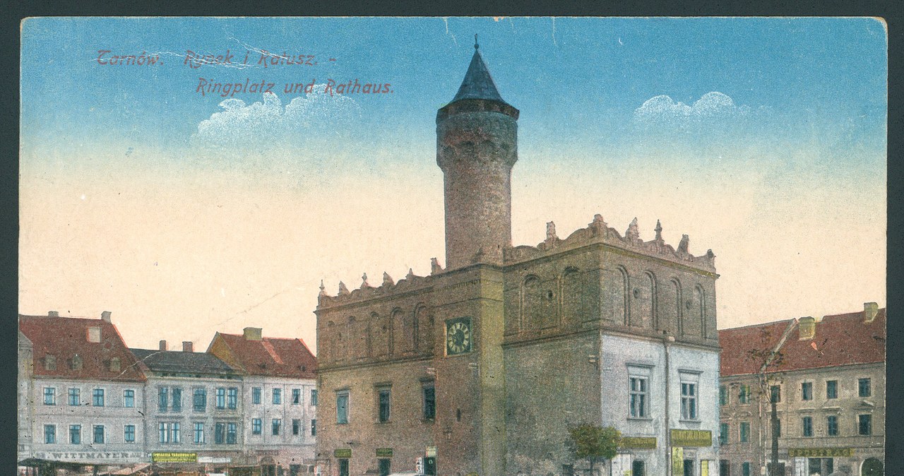 Ratusz w Tarnowie (pocztówka z 1919 r.) /Biblioteka Narodowa