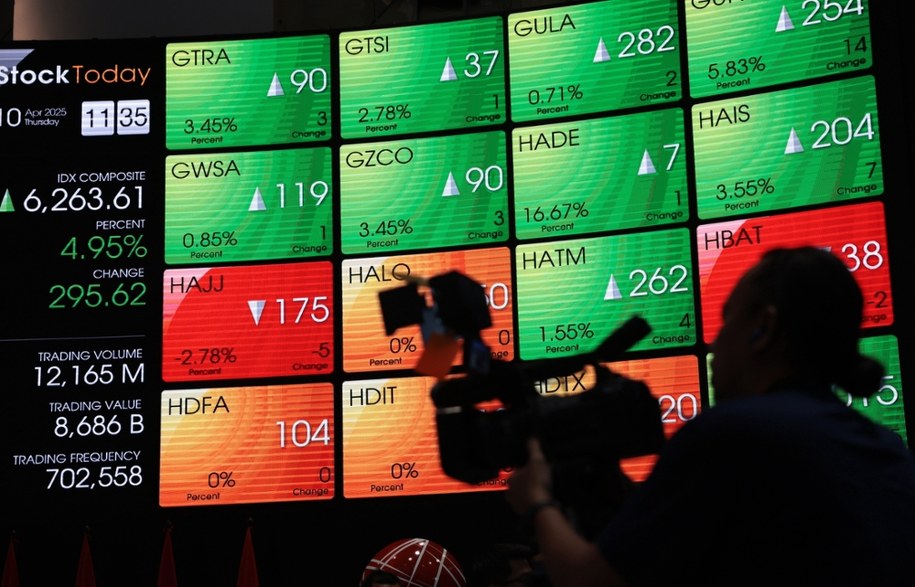 Reakcja giełdy w Indonezji po ogłoszeniu przez Donalda Trumpa 90-dniowego wstrzymania większości "wzajemnych" ceł /ADI WEDA /PAP/EPA
