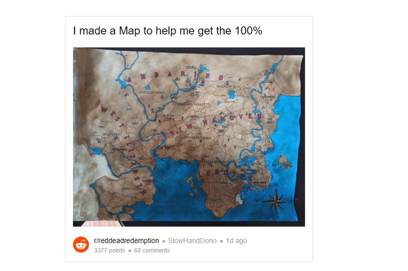 Red Dead Redemption 2 - mapa opublikowana przez fana gry w serwisie Reddit /materiały źródłowe