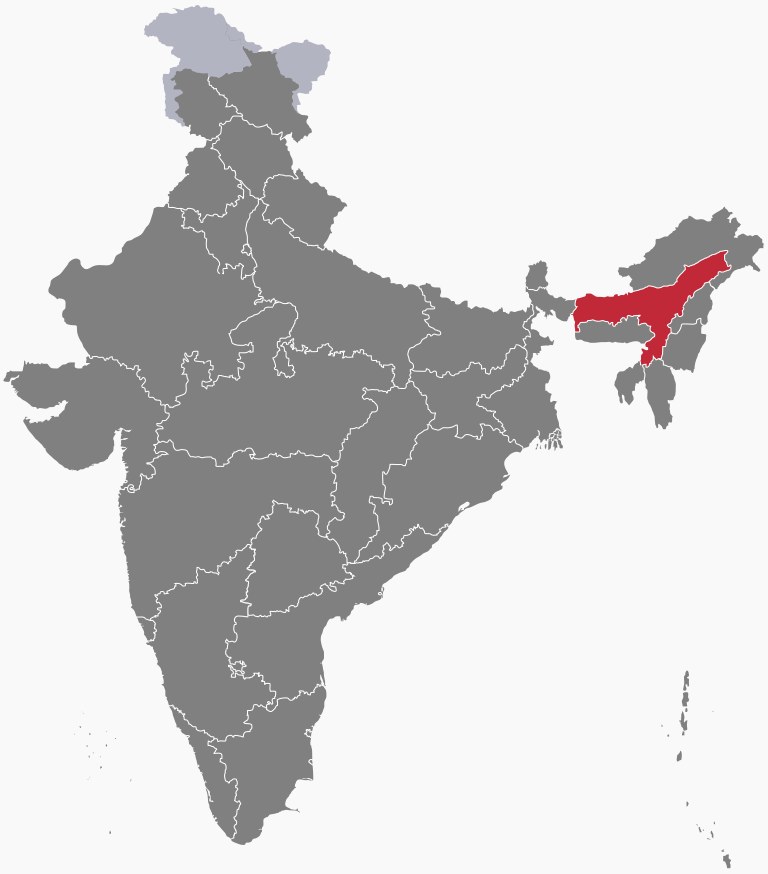 Region Assam leży we wschodniej części Indii /फ़िलप्रो (Filpro)/Creative Commons Attribution-Share Alike 4.0 International /Wikipedia