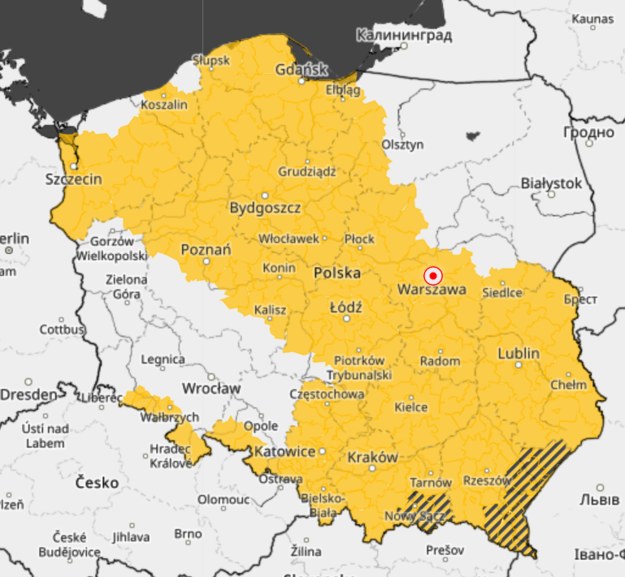 Regiony objęte ostrzeżeniami pierwszego stopnia przed silnym mrozem /meteo.imgw.pl/ /