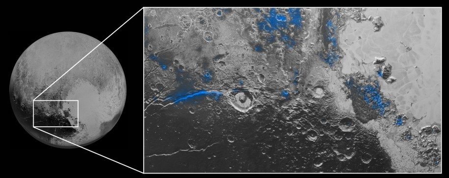 Rejony występowania wodnego lodu /NASA/JHUAPL/SWRI /materiały prasowe