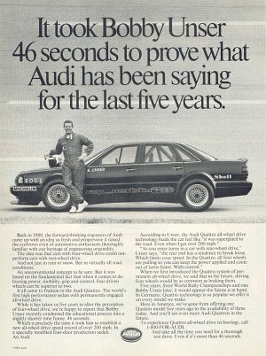 Reklama Audi z okazji wyczynu Bobby'ego Unsera /Audi