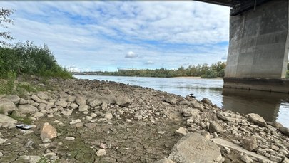 Rekordowo niski stan Wisły w Warszawie 