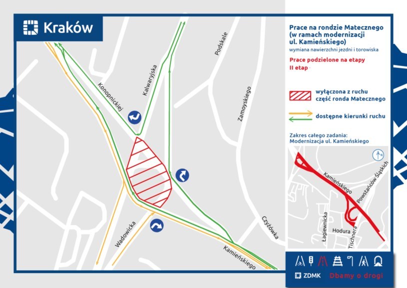 Remont ronda Matecznego w Krakowie, etap drugi - mapa  ZDMK /materiał zewnętrzny