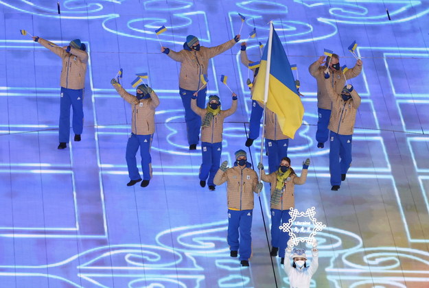 Reprezentacja Ukrainy na ceremonii otwarcia igrzysk w Pekinie /ROMAN PILIPEY /PAP/EPA