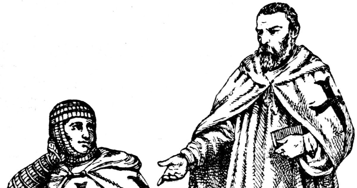 Reprodukcja ryciny przedstawiającej templariuszy /Agencja FORUM