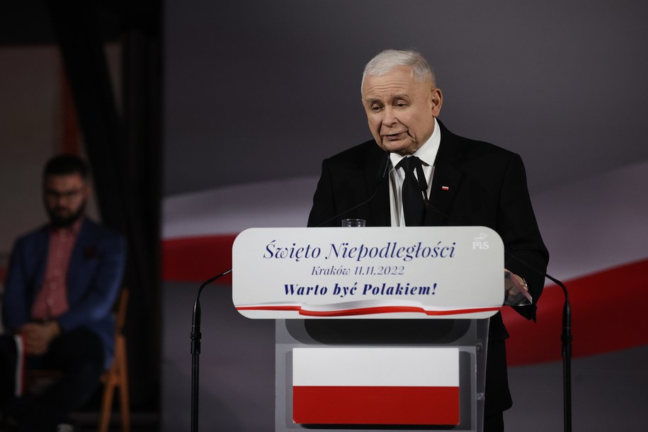 rezes PiS Jarosław Kaczyński podczas obchodów Święta Niepodległości w siedzibie KSTG "Sokół" w Krakowie /	Łukasz Gągulski /PAP