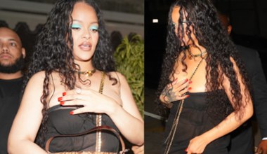 Rihanna i ASAP Rocky wybrali się na romantyczną kolację. Biust prawie wypadł jej z sukienki!