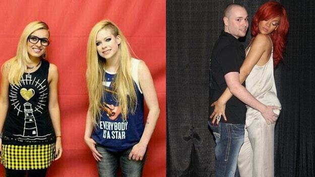 Rihanna (z prawej) wygłupia się z fanem, a Avril Lavigne... no cóż /