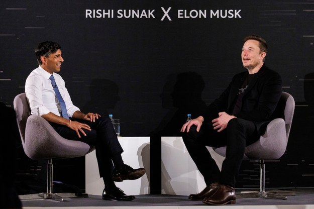 Rishi Sunak i Elon Musk podczas rozmowy w Londynie /Tolga Akmen/POOL /PAP/EPA
