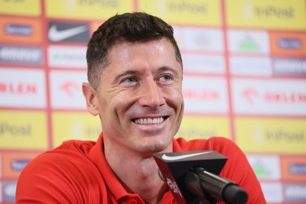 Robert Lewandowski na konferencji prasowej przed inauguracja Ligi Narodów. /Leszek Szymański /PAP