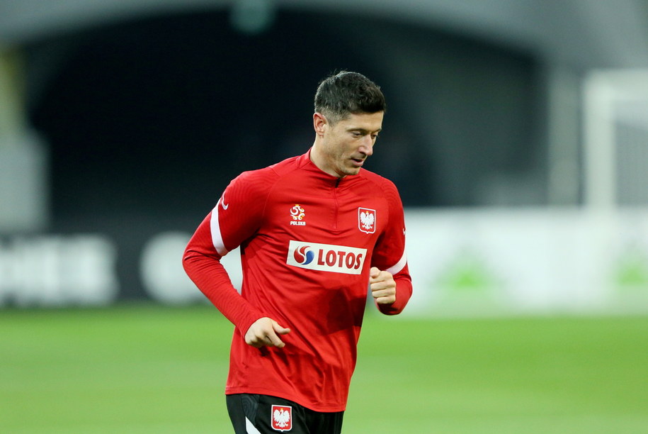 Robert Lewandowski na treningu reprezentacji Polski /Zbigniew Meissner /PAP