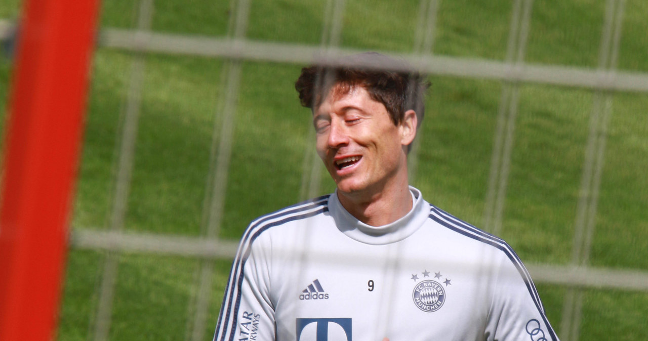 Robert Lewandowski na treningu /East News