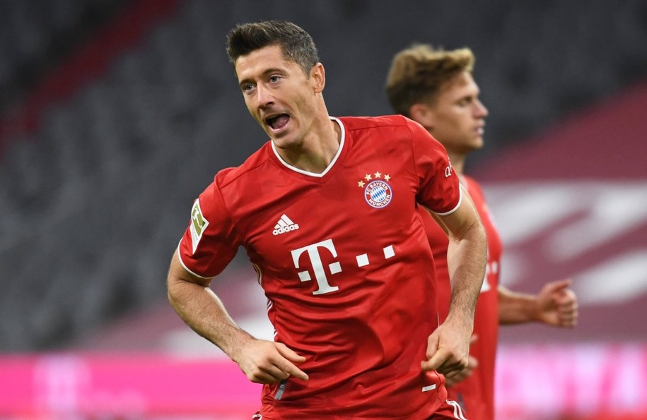 Robert Lewandowski podczas meczu Bayern Monachium - Hertha BSC /\Sven Hoppe /PAP/DPA