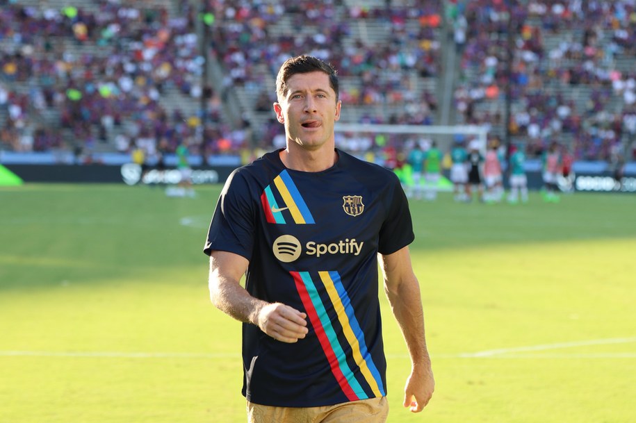 Robert Lewandowski w barwach FC Barcelony /Marcin Cholewiński /PAP