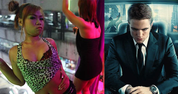 Robert Pattinson w "Cosmopolis" (P) kontra przedstawicielki najstarszej profesji świata (L) /materiały dystrybutora