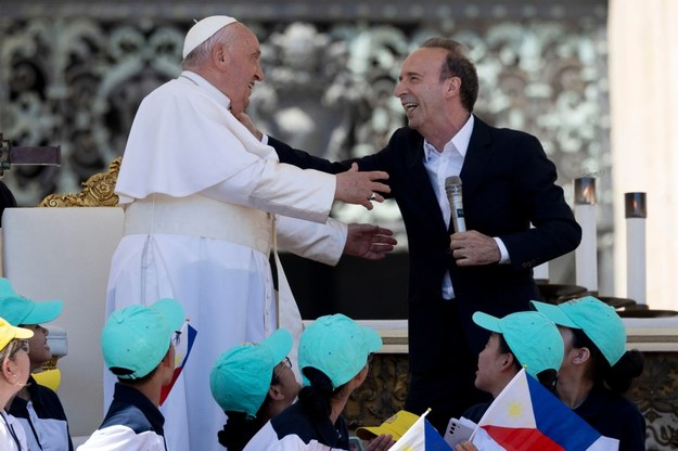 Roberto Benigni i papież Franciszek /MASSIMO PERCOSSI /PAP/EPA