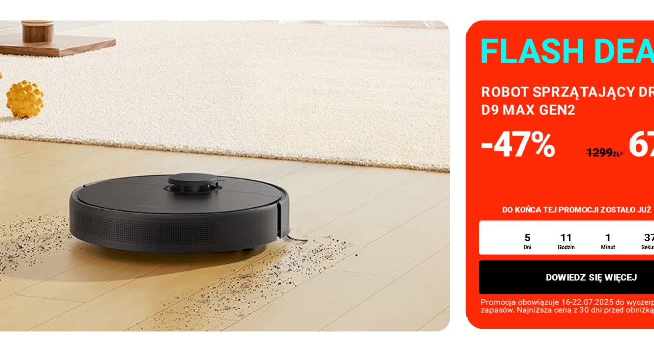 Robot sprzątający Dreame D9 Max Gen2 - technologia za pół ceny /Biedronka Home /INTERIA.PL