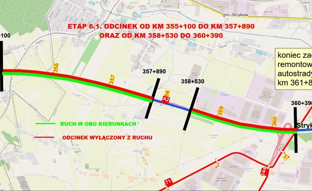 Roboty na A2 w okolicach Łodzi. Kierowców czekają utrudnienia