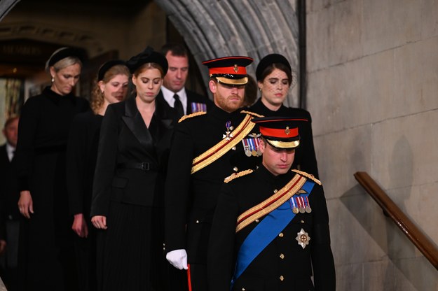 Rodzina królewska podczas uroczystości pogrzebowych /	PAP/EPA/JESSICA TAYLOR / UK PARLIAMENT HANDOUT /PAP/EPA