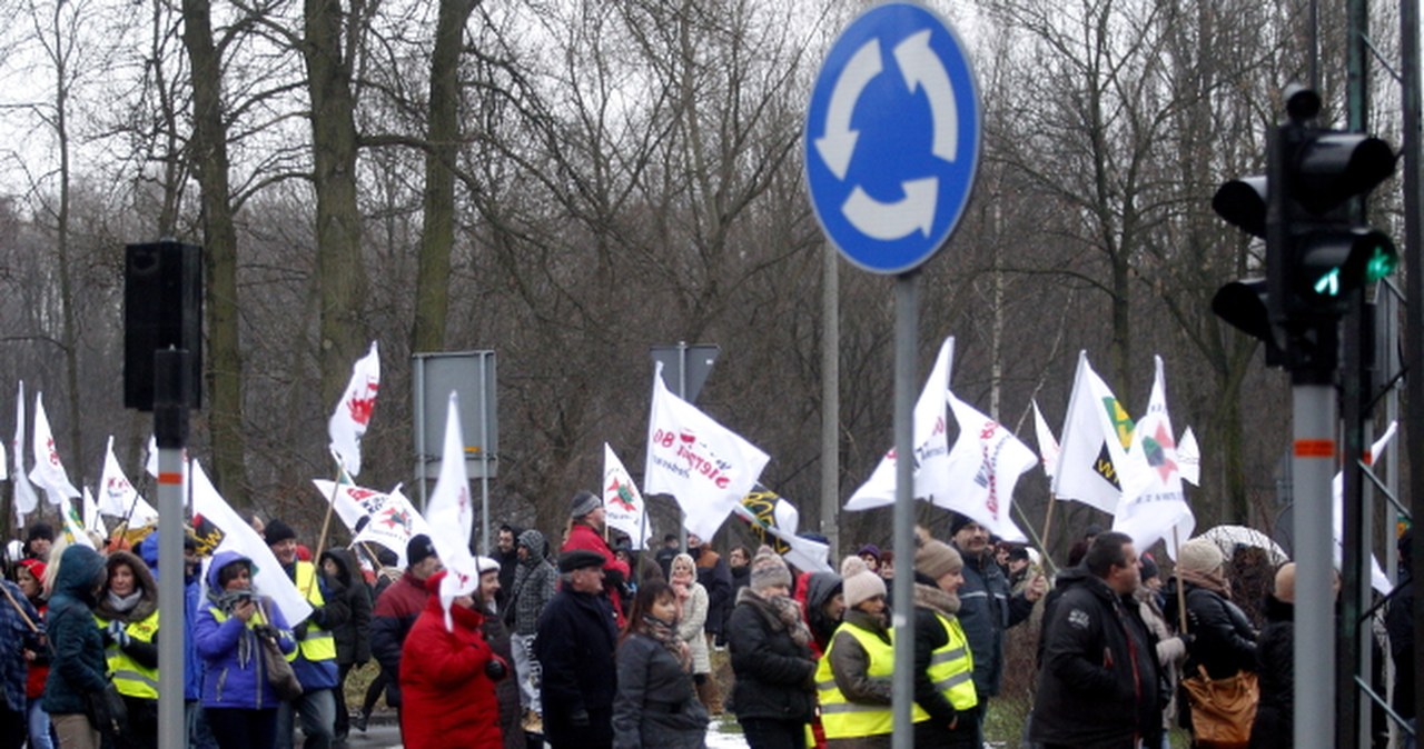 Rodziny górników protestują w Zabrzu