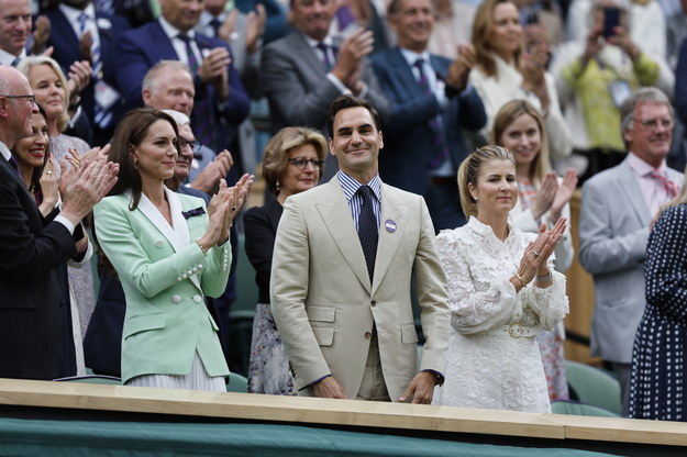 Roger Federer z żoną Mirką, z lewej księżna Kate /Tolga Akmen /PAP/EPA