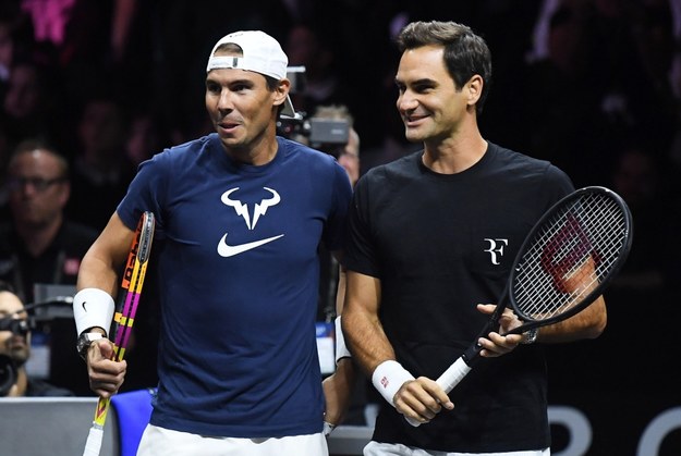 Roger Federer zagra dziś w parze z Rafaelem Nadalem /ANDY RAIN /PAP/EPA