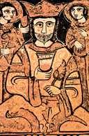 Roger II w otoczeniu dostojników, malowidło na desce w stylu arabsko-normańskim, królewska kapli /Encyklopedia Internautica