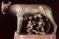 Romulus i Remus, postaci z rzeźby Wilczyca kapitolińska, brąz, V w. p.n.e. /Encyklopedia Internautica