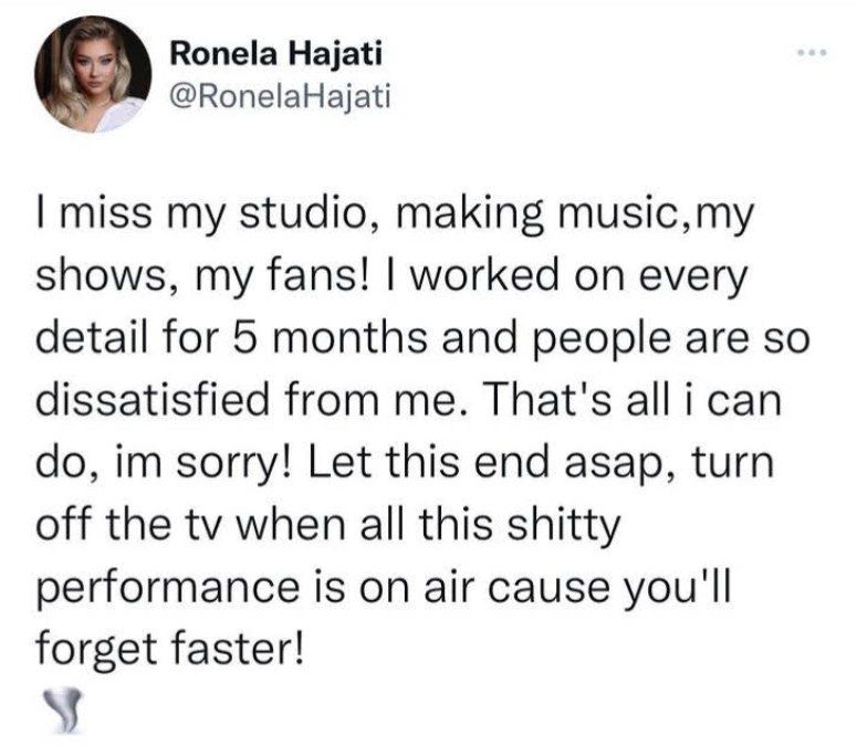 Ronela Hajati na Twitterze /