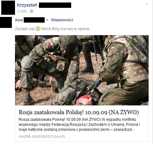 "Rosja zaatakowała Polskę", czyli kolejny przykład oszustwa na Facebooku. /materiały prasowe
