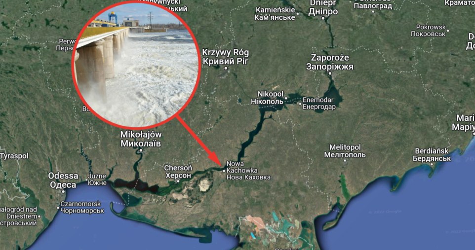Rosjanie Zaminowali eletrownię wodną w Nowej Kachowce /Google Maps/Lalala0405/CC BY-SA 3.0 /Wikipedia