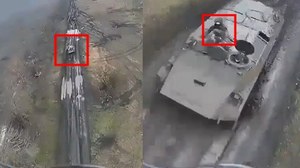 Rosjanin zderzył się z ukraińskim dronem kamikadze. Jest nagranie