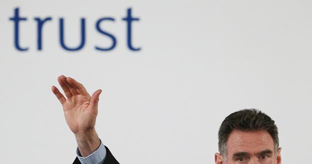 Ross McEwan, prezes RBS, pod hasłem "zaufanie". Fot. Peter Macdiamid /Getty Images/Flash Press Media