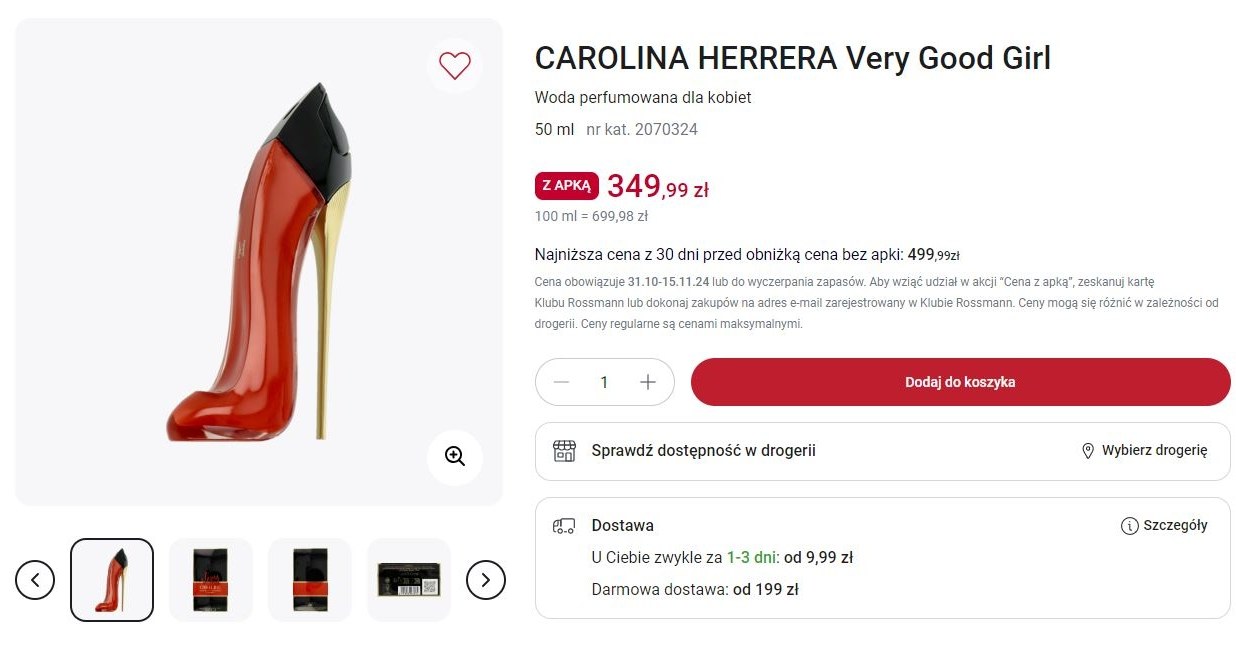 Rossmann oferuje promocję na perfumy Carolina Herrera Very Good Girl! /Rossmann /INTERIA.PL