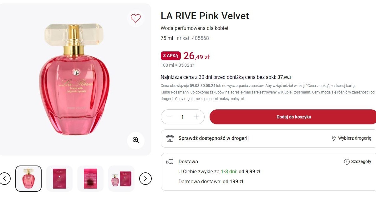 Rossmann oferuje promocję na perfumy LA RIVE Pink Velvet! /Rossmann /INTERIA.PL