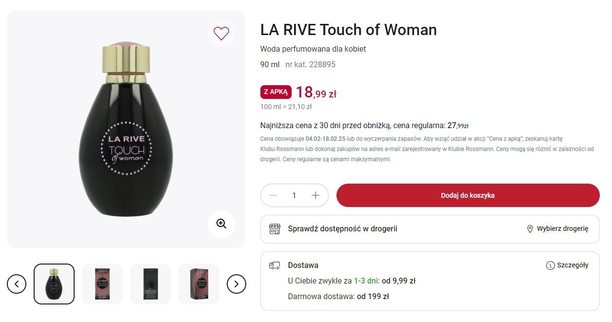 Rossmann oferuje promocję na perfumy LA RIVE Touch of Woman! /Rossmann /INTERIA.PL