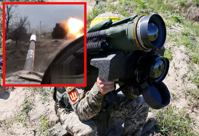 Rosyjscy czołgiści nagrali moment trafienia T-80BW jadącego tuż przed nimi. /Ukraine Weapons Tracker /Twitter
