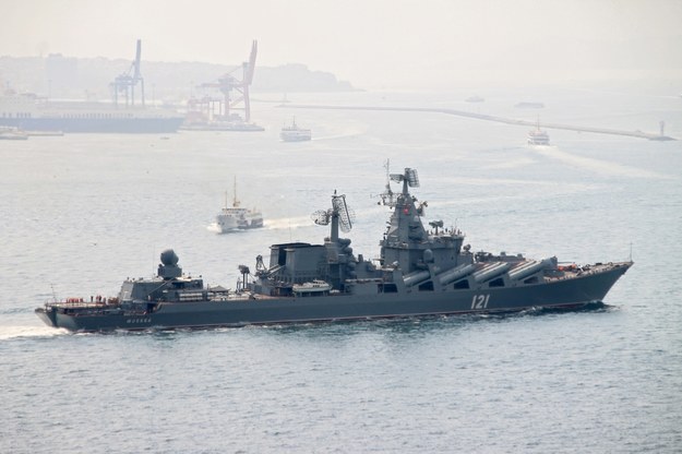 Rosyjski krążownik rakietowy "Moskwa" /CAN MEREY /PAP/EPA